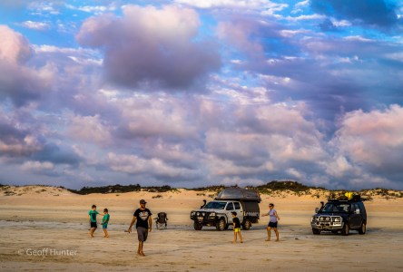 Beach Cricket on Cable beach at sunset with a brooding sky