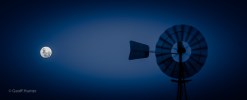 large moon and Windmill afterdark