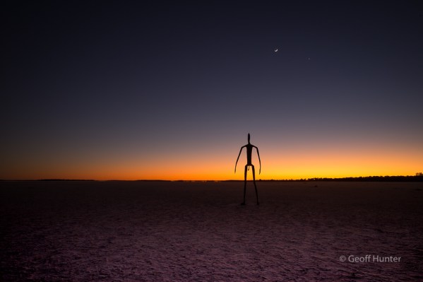 lake Ballard end sculture at pre dawn