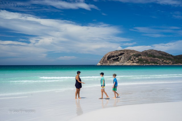 The guys on Lucky Bay beach finding pippies