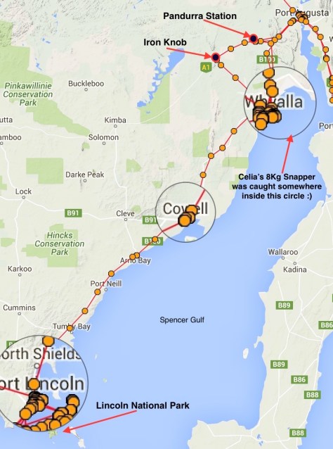 Port lincoln to port Augusta map