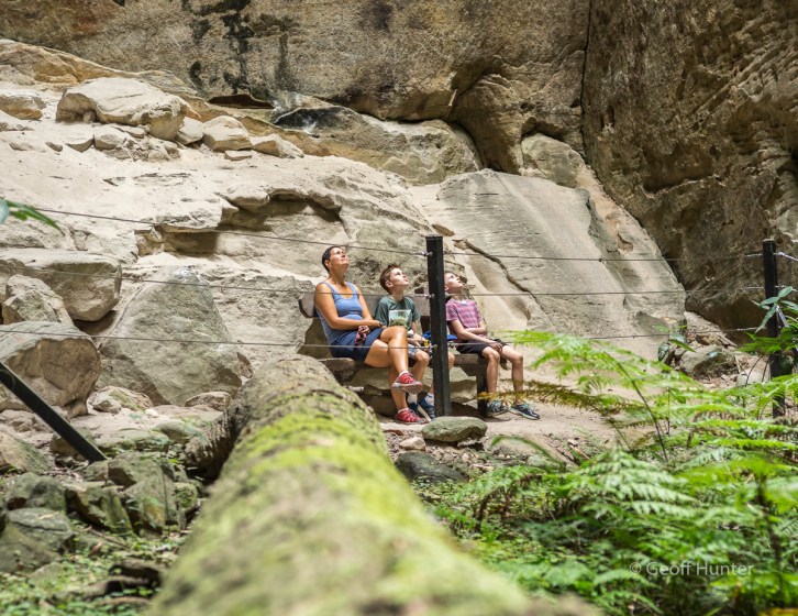 mum and boys looking up in the amphtetheatre_
