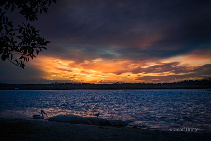 sunset over the Noosa River
